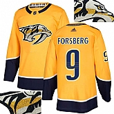 Predators #9 Forsberg Gold With Special Glittery Logo Adidas Jersey,baseball caps,new era cap wholesale,wholesale hats